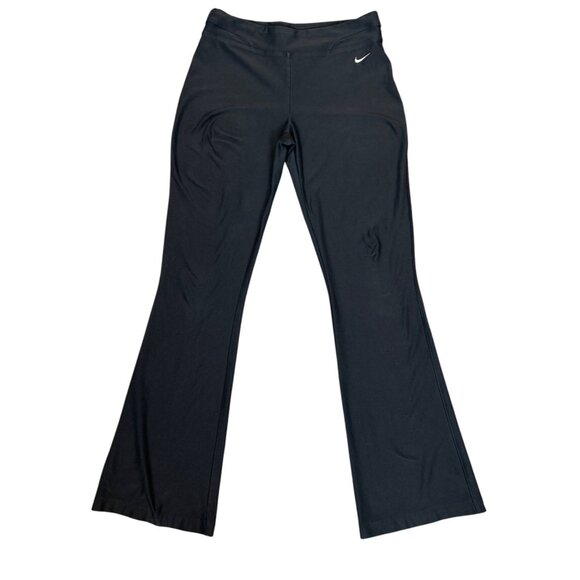 Nike Dri-Fit Womens Low Rise Black Flare Wide Leg Pants Small Y2K Jumpstyle - Picture 1 of 5